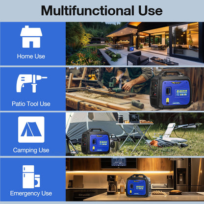 Power Up Your Adventures with the 3500W Super Quiet Dual Fuel Inverter Generator - Lightweight, Eco-Friendly, and Perfect for Home Backup or Camping!
