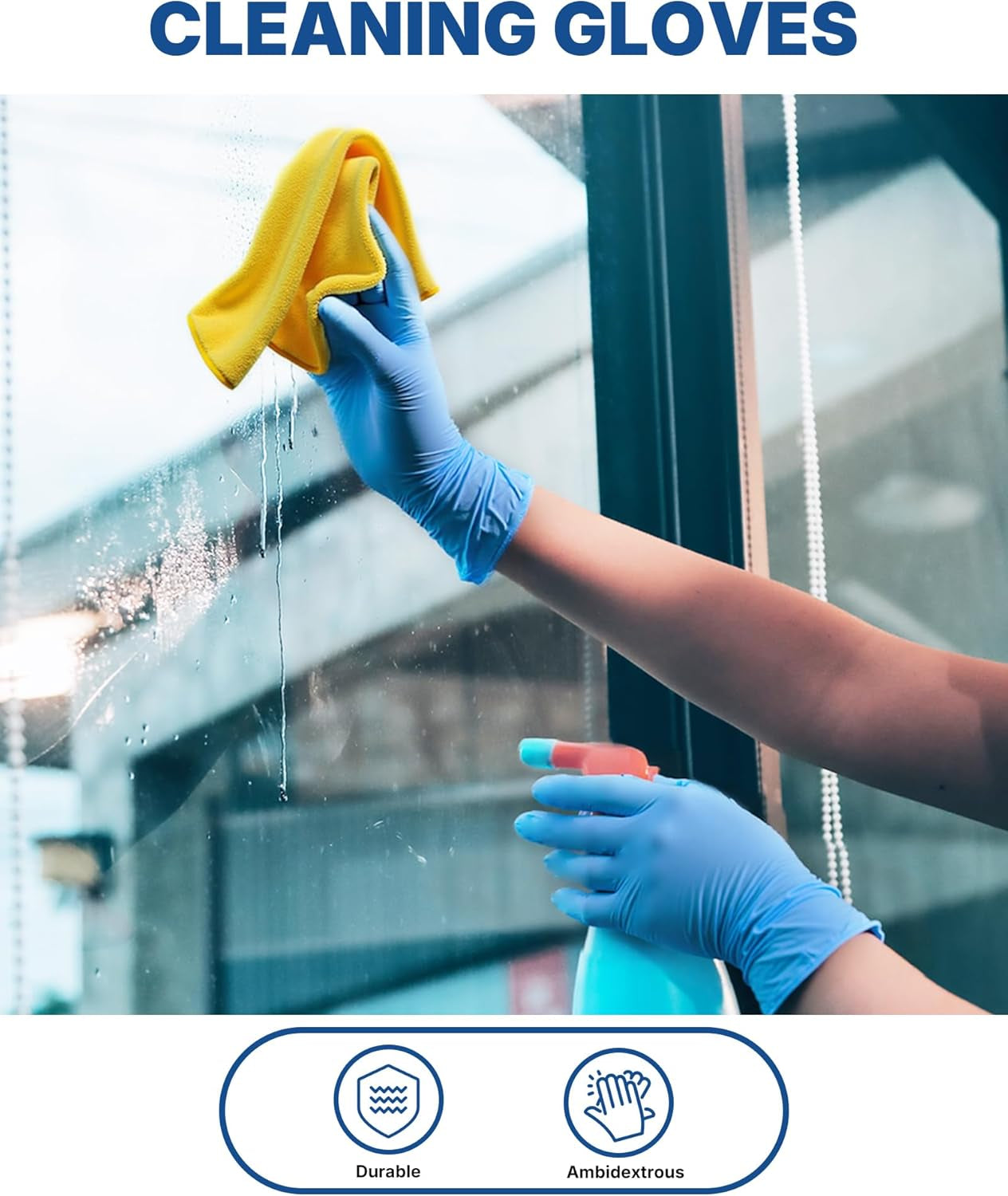 Blue Vinyl Synthetic Exam Gloves, Medium, Box of 100, 4-Mil, Powder-Free, Latex-Free, Non-Sterile, Disposable Gloves