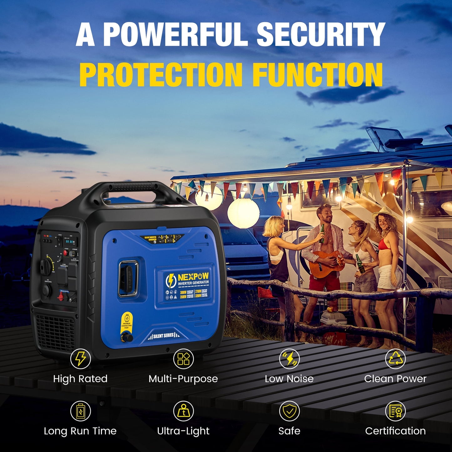 Power Up Your Adventures with the 3500W Super Quiet Dual Fuel Inverter Generator - Lightweight, Eco-Friendly, and Perfect for Home Backup or Camping!