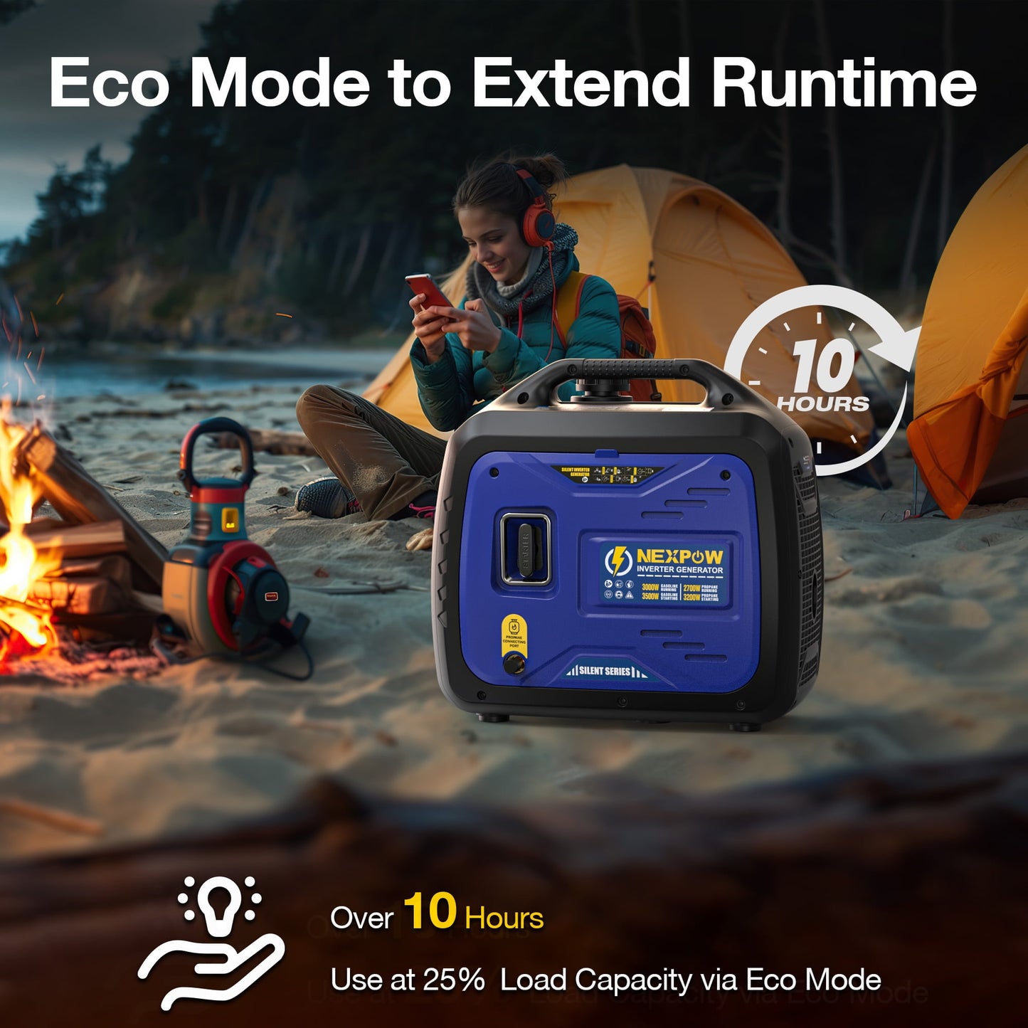 Power Up Your Adventures with the 3500W Super Quiet Dual Fuel Inverter Generator - Lightweight, Eco-Friendly, and Perfect for Home Backup or Camping!