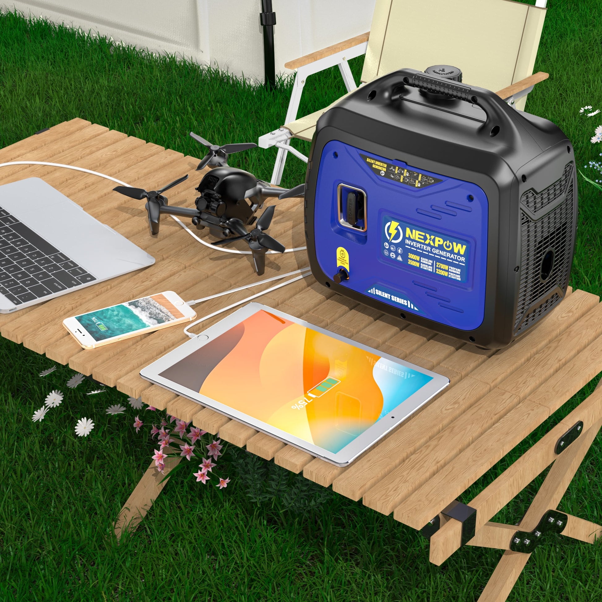 Power Up Your Adventures with the 3500W Super Quiet Dual Fuel Inverter Generator - Lightweight, Eco-Friendly, and Perfect for Home Backup or Camping!