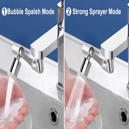 AquaTwist™ 1080° Rotating Faucet Sprayer – Universal Metal Tap Extender with Aerator Nozzle & 22/24mm Adaptor